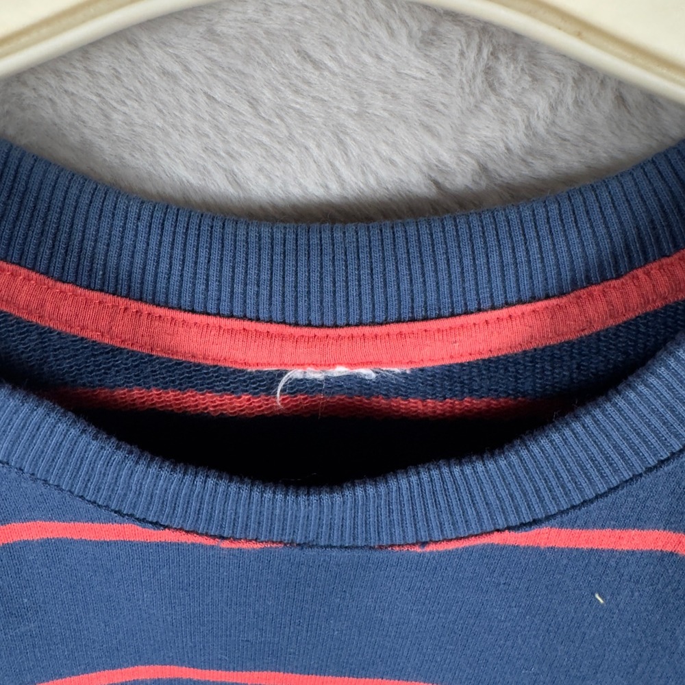 Reebok Mens Striped Crewneck Sweatshirt Navy Blue Red‎ Logo Pullover XL - Picture 4 of 8